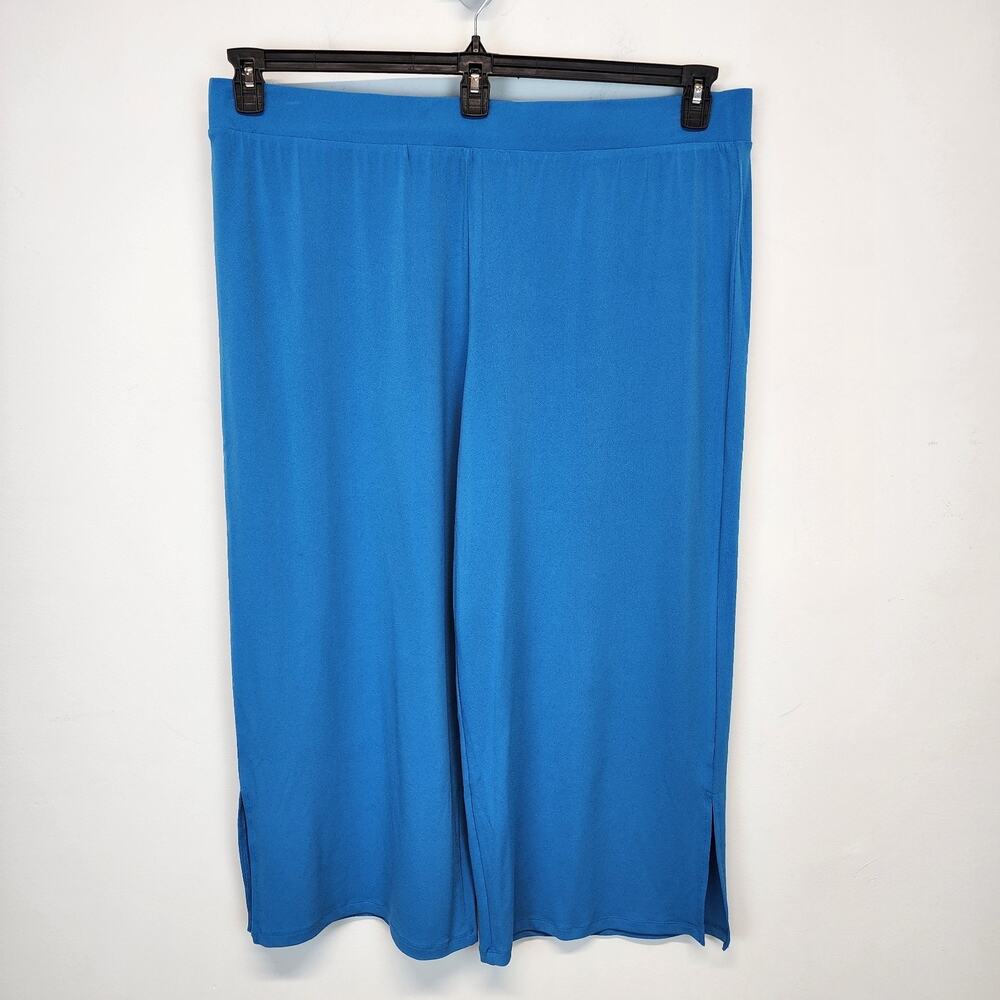 Kate and Mallory Womens Wide Leg Palazzo Pants Size 2X Blue Elastic Pull On Chic